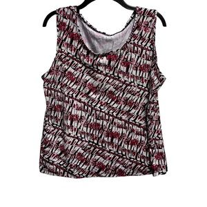Women’s XL 212 Collection Tank Top Blouse Black/Red/Cream Pattern